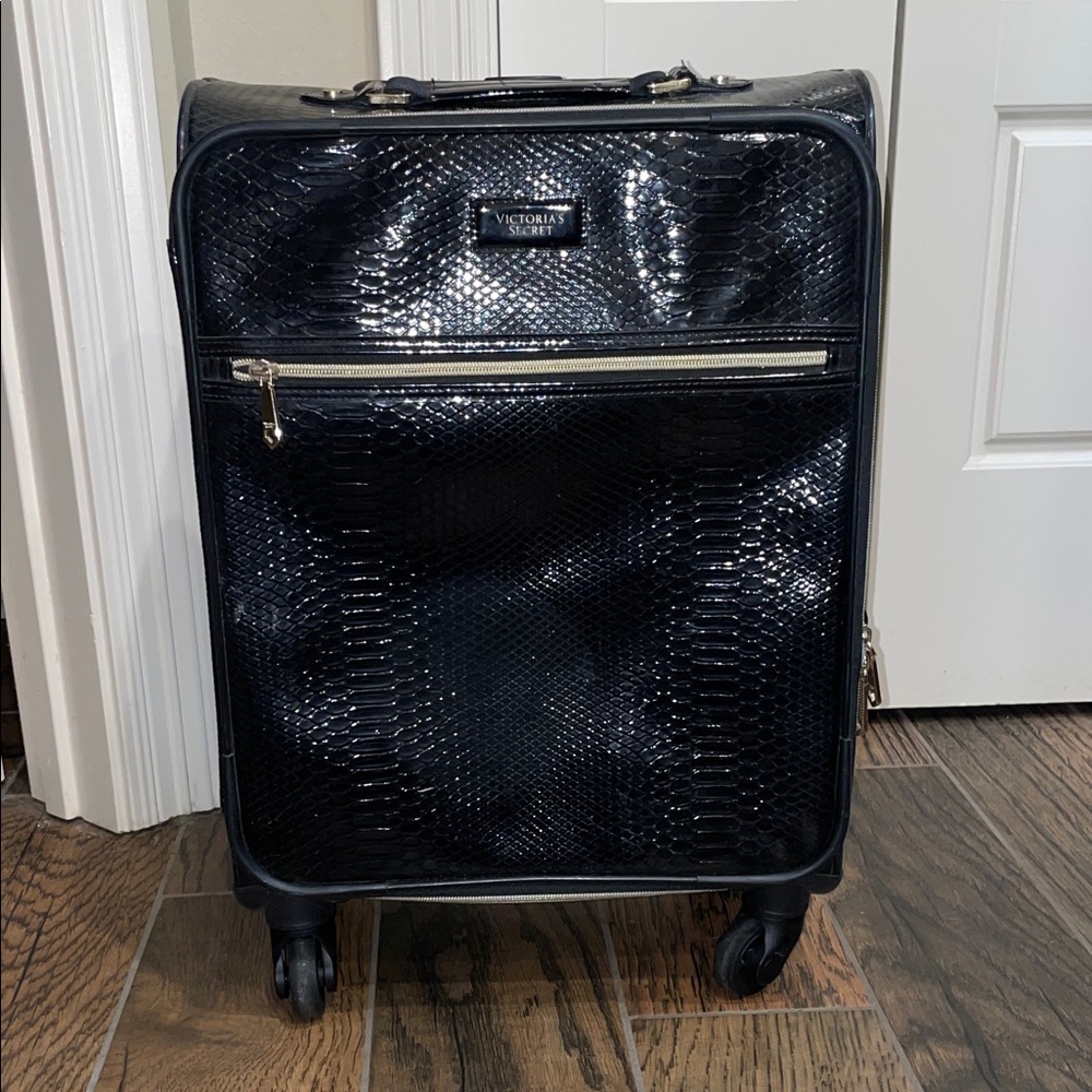 Victoria's Secret Shiny Black Textured Carry-On